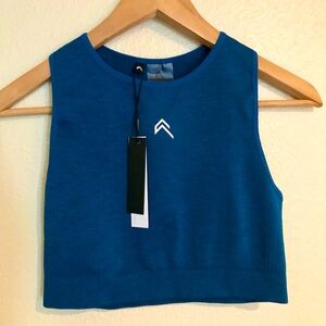 NWT ONER ACTIVE Classic Seamless 2.0 Crop Top Petrol Blue Marl Womens Sz Medium